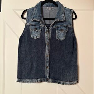 PBJ Blues Vest Denim & Knit Sweater Vest Size Large Button Front